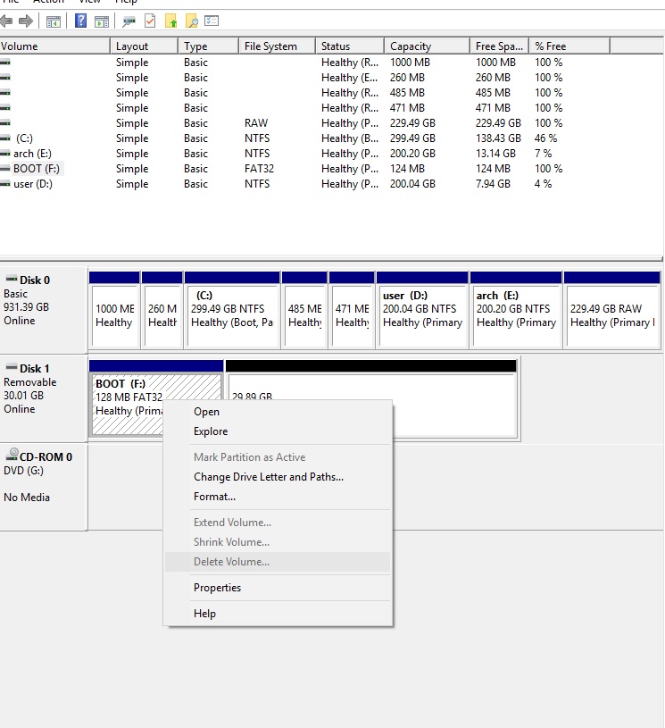 windows 10 Disk manager unable to delete a partition Super User