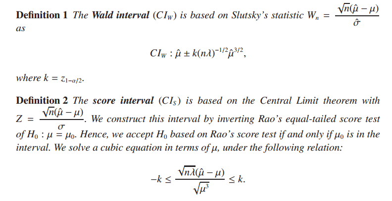confidence interval How to compute the CI of an Inverse Gaussian