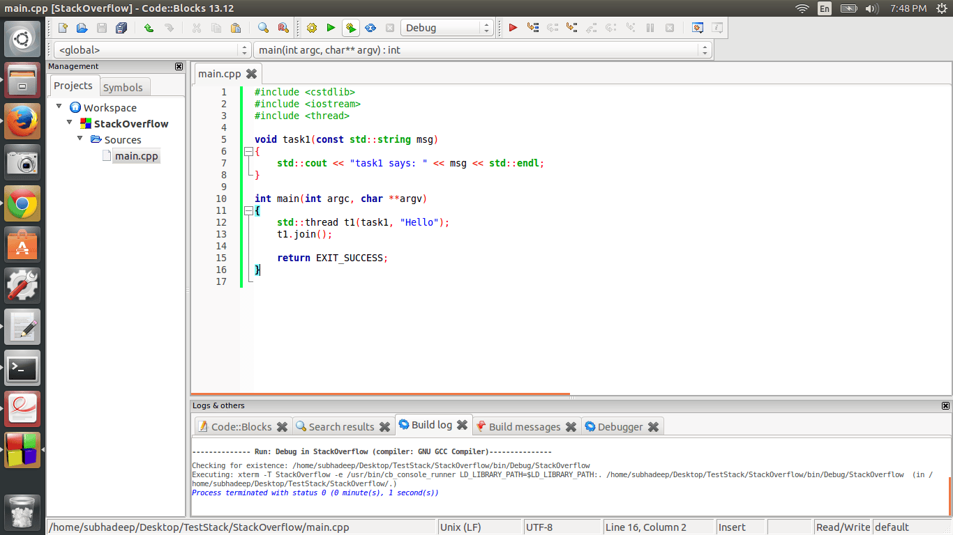c++ How to get the multithreaded working in CodeBlocks? Stack Overflow