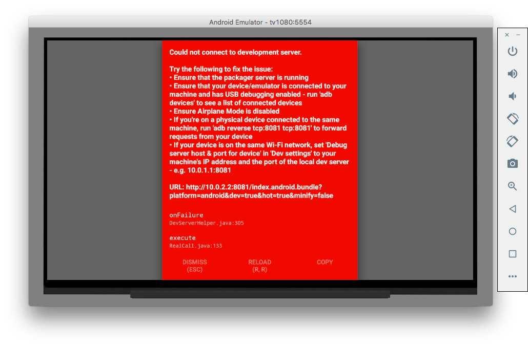 How can one connect to an Android TV emulator (on Mac OS