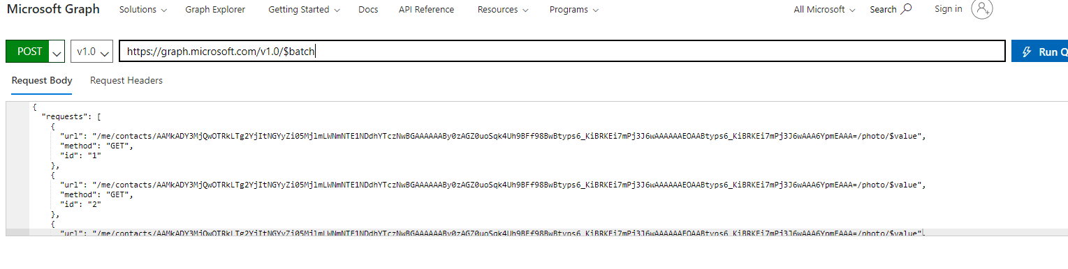 c Retrieve contacts along with profile pic in batches using Graph