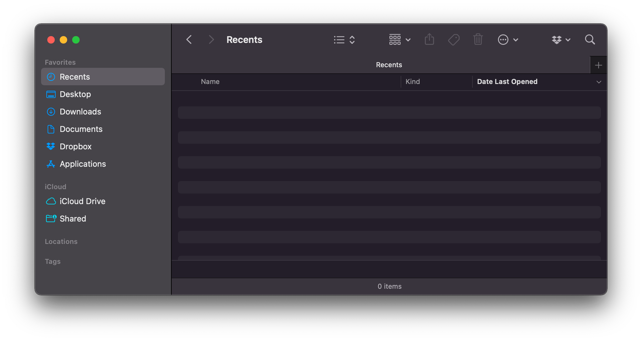macos Recents in Finder doesn't show any files on my M1 Macbook Air