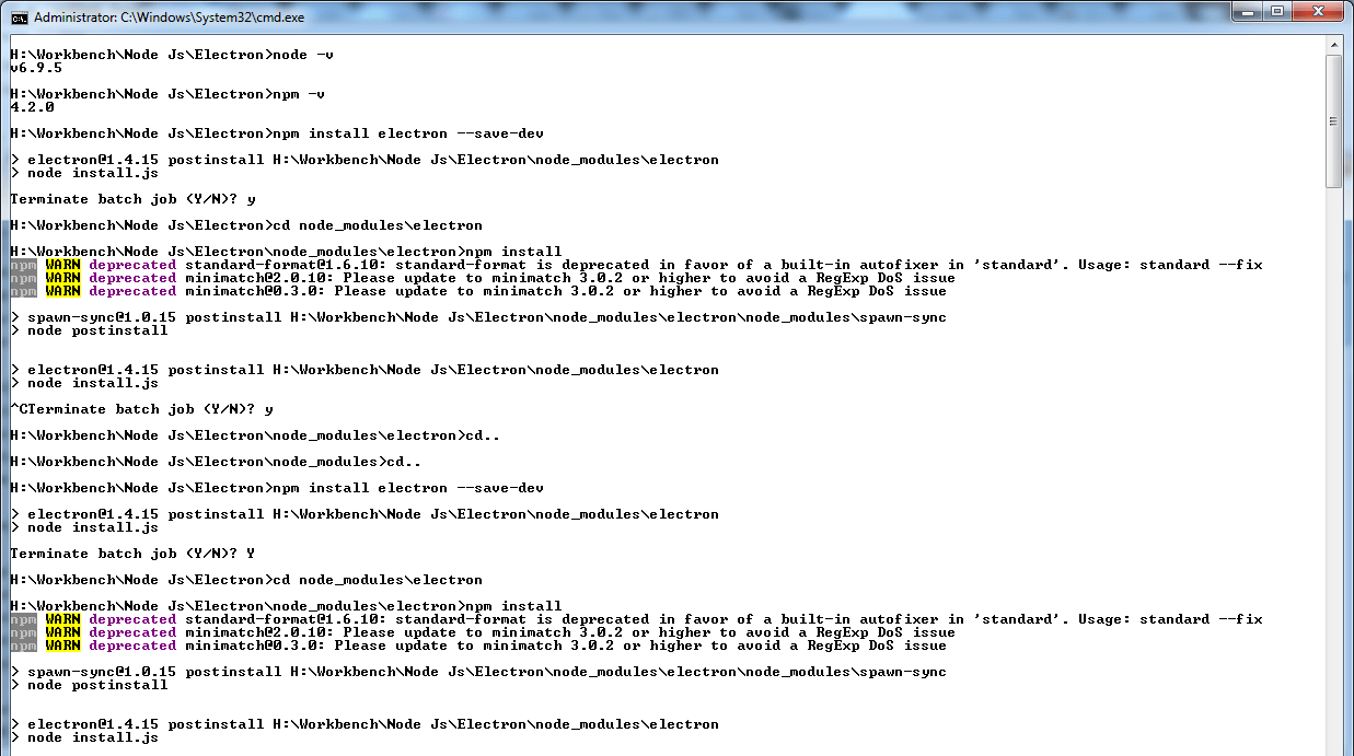 Install Js Cmd Hangs Unable To Install Electron Js Npm On Windows Stack Overflow