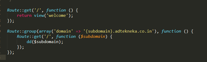 routes Laravel Dynamic Wildcard Subdomain Creation on GoDaddy