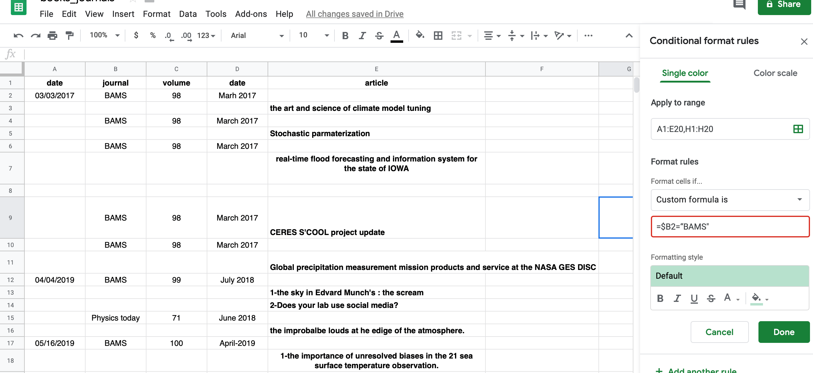 Googlesheets Google Sheets Conditional Formatting custom formula not