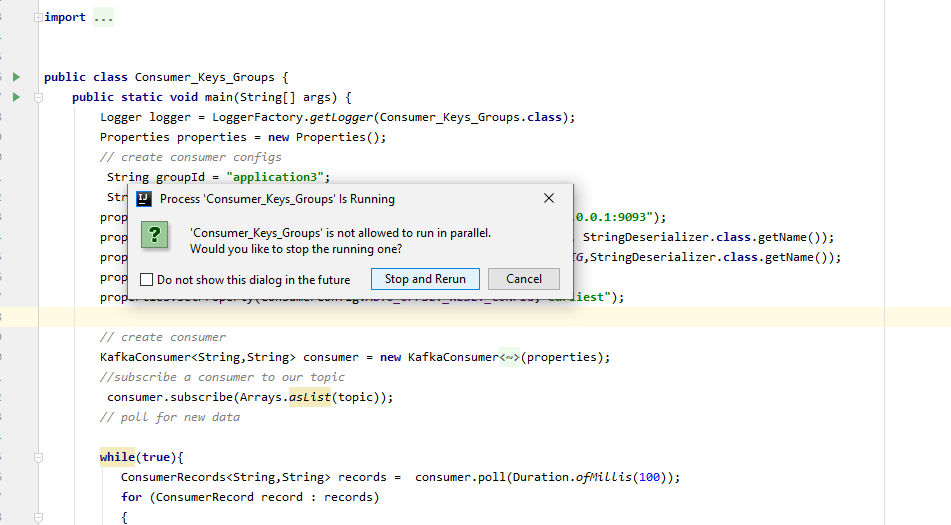 How can I run multiple Consumers in my java application using IntelliJ