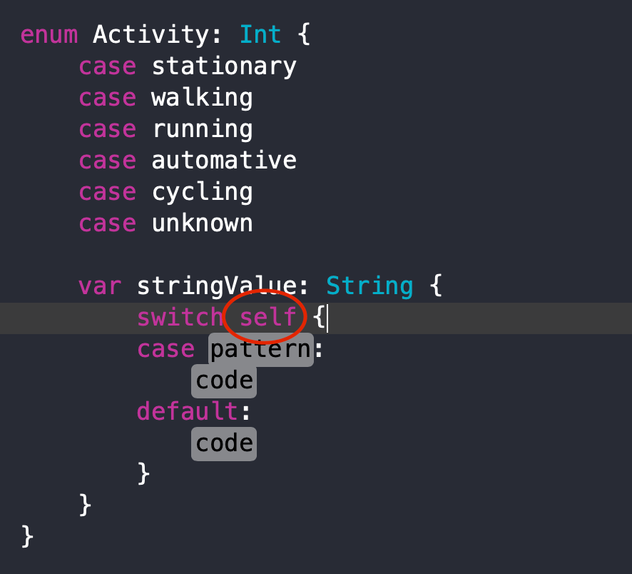 How to enum switch using Xcode?