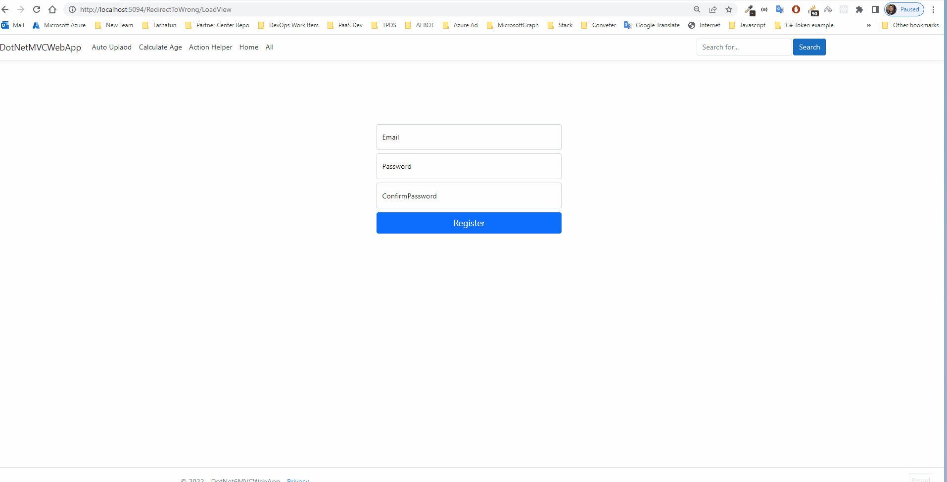 c Register User Form Not Working Core MVC Stack Overflow