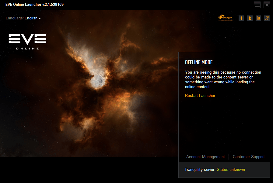 eve online Launcher stuck in "offline mode"? Arqade