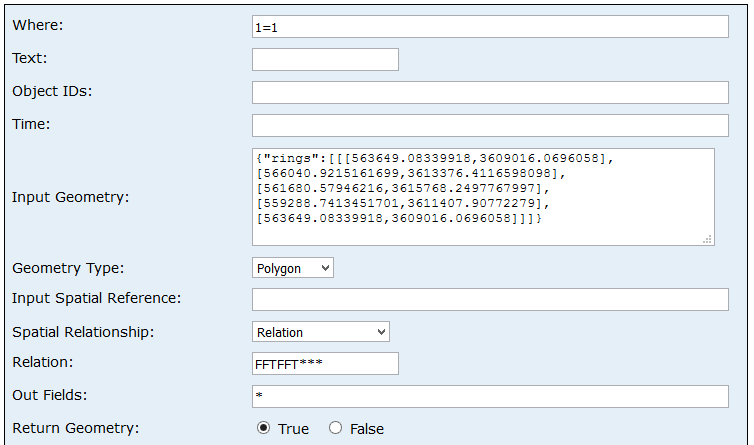 How to query "not contains" in ArcGIS Server REST API? Geographic