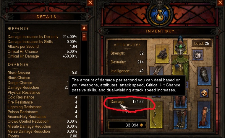 diablo 3 What does the Damage stat on the character sheet actually