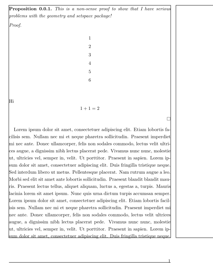 margins Problem with large gaps in scrreprt with setspace TeX