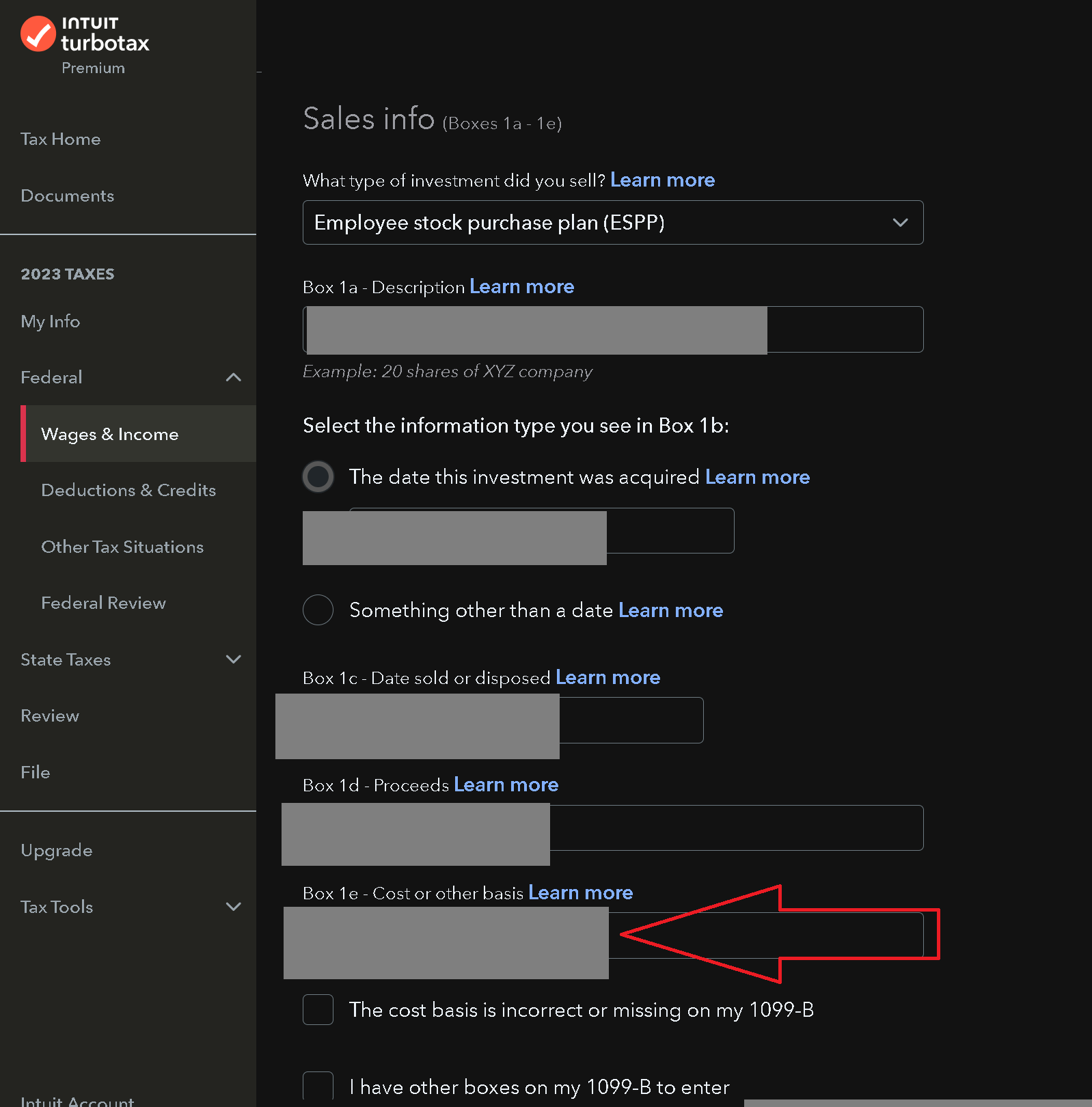 Should I enter the nonadjusted cost basis or the adjusted cost basis