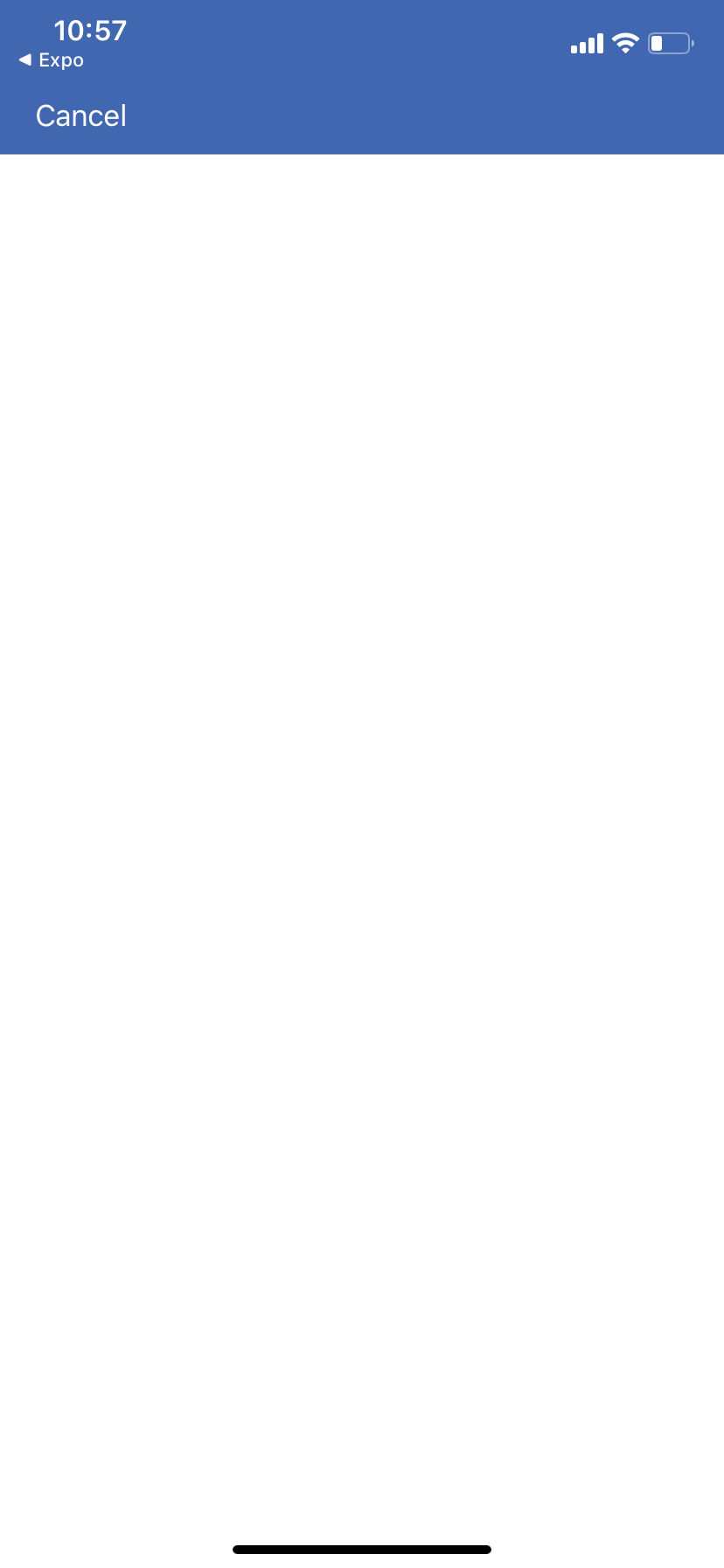 Reactnative facebook login shows blank screen / white screen Stack