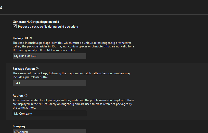 NuGet spec command ignoring metadata from project properties