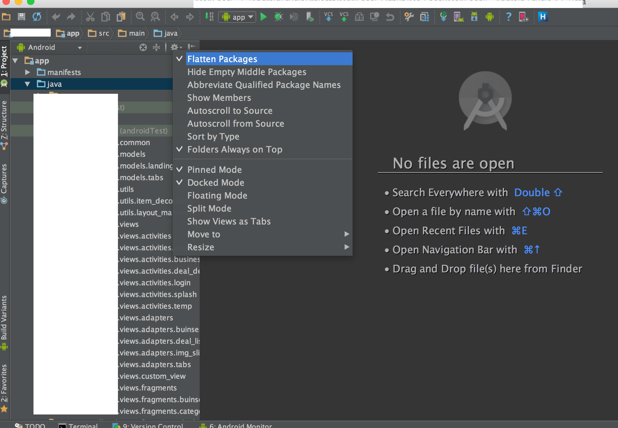 How to unmerge Android Studio Packages Stack Overflow