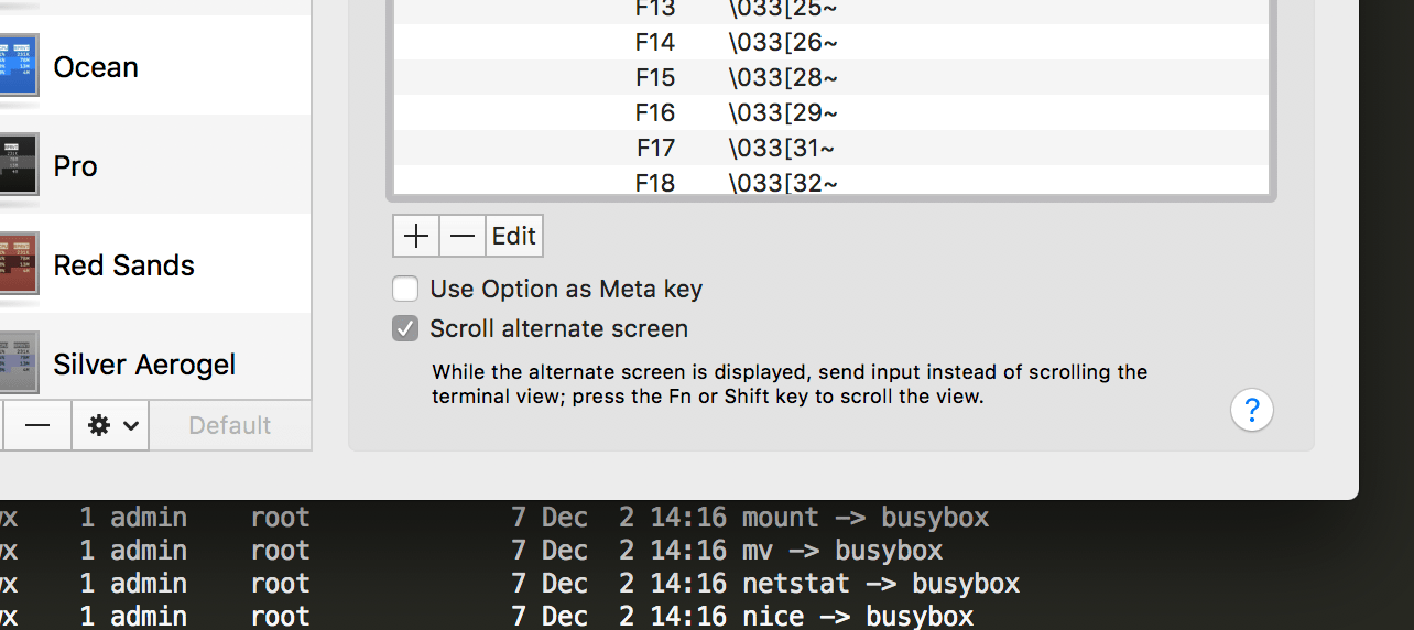 busybox how to move cursor left and right in default shell Unix