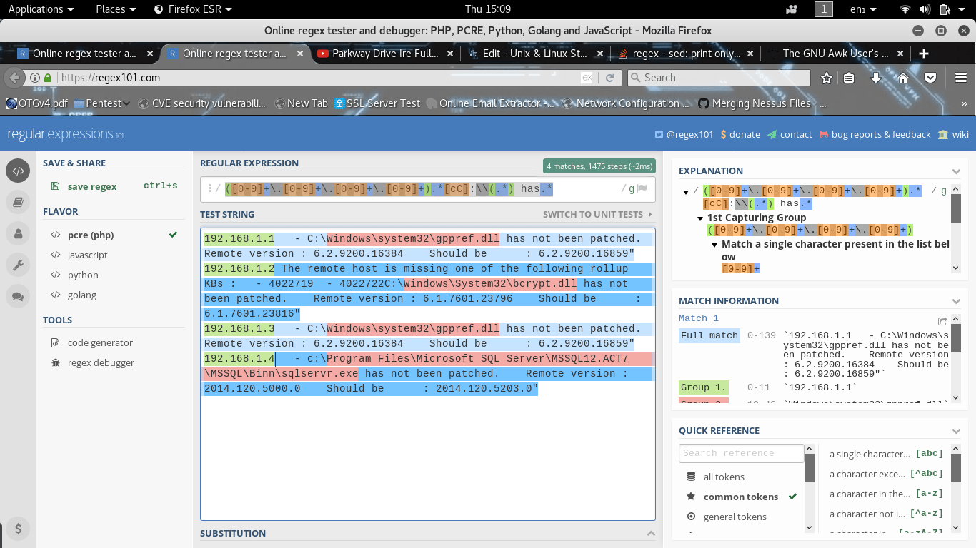 grep I need to extract the IP address and File path from a Nessus