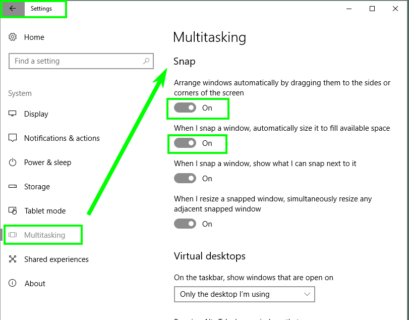 windows10 WinKey + Arrow не привязывает окна на Win10 PowerUser