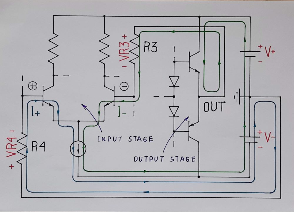 operational amplifier AC coupled differential op amp bias current