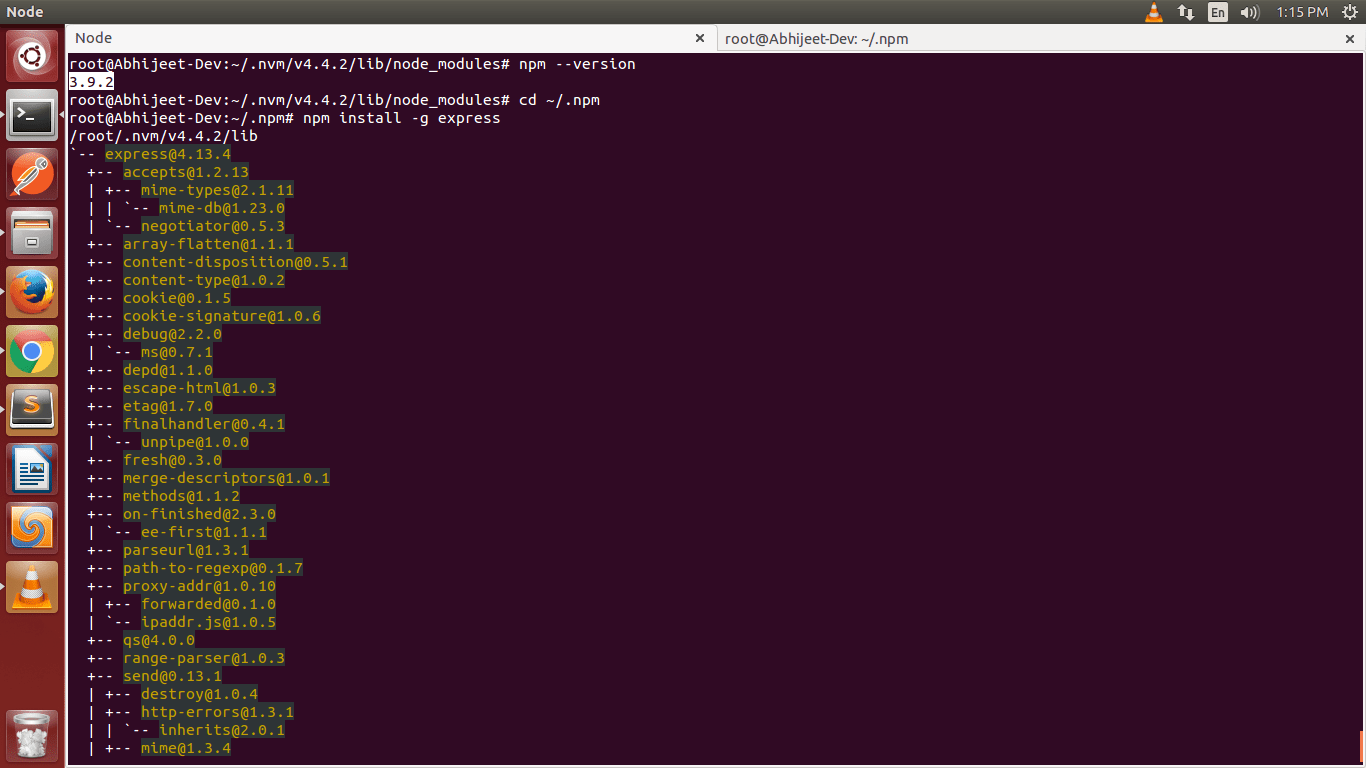 node.js Install express js with npm Stack Overflow