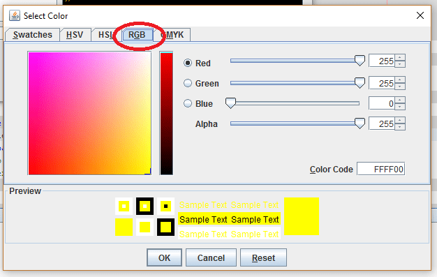 java How to Enable only RGB tab in JFrame Color Chooser Stack Overflow