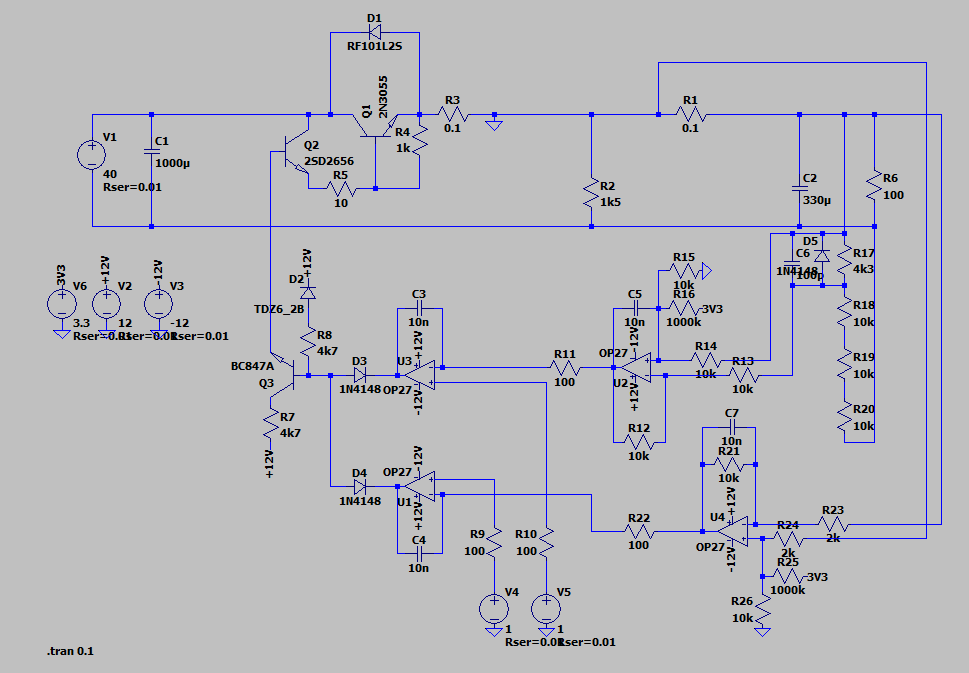 LTspice simulation of linear power supply oscillates Electrical