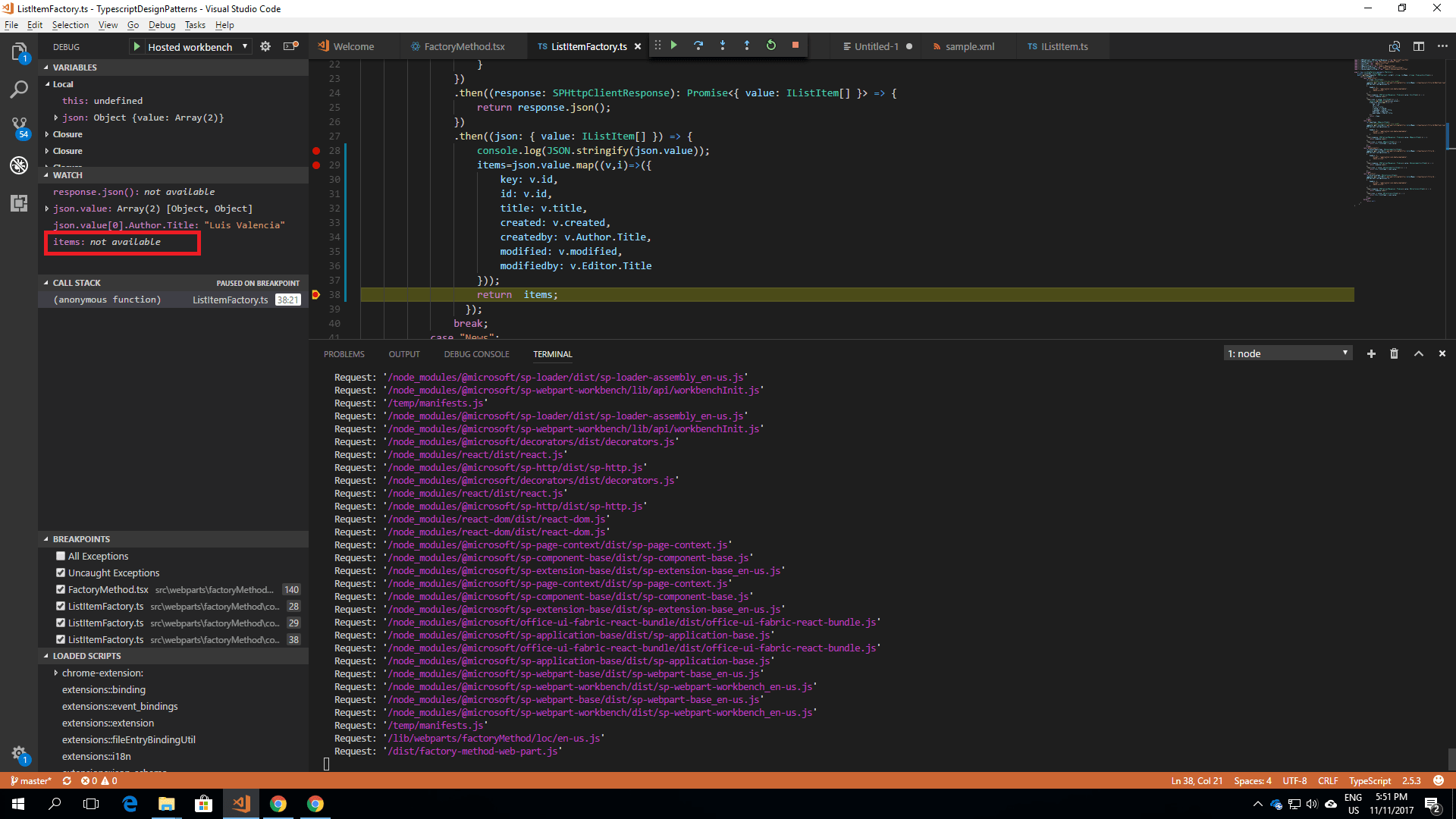 javascript TypeError Cannot read property 'then' of undefined on