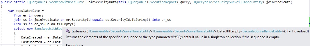 c Performance Impact of Using DefaultIfEmpty on Linq Join Stack