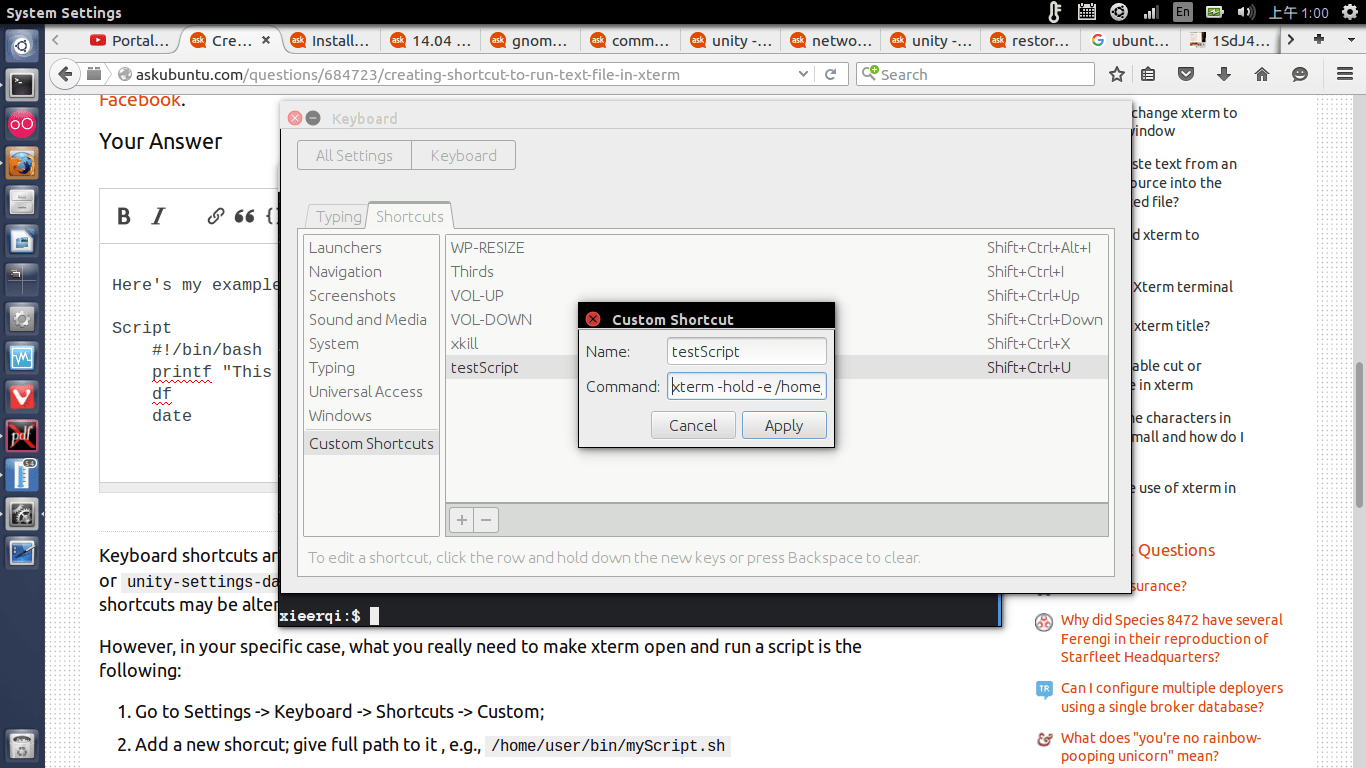 Creating shortcut to run text file in xterm Ask Ubuntu