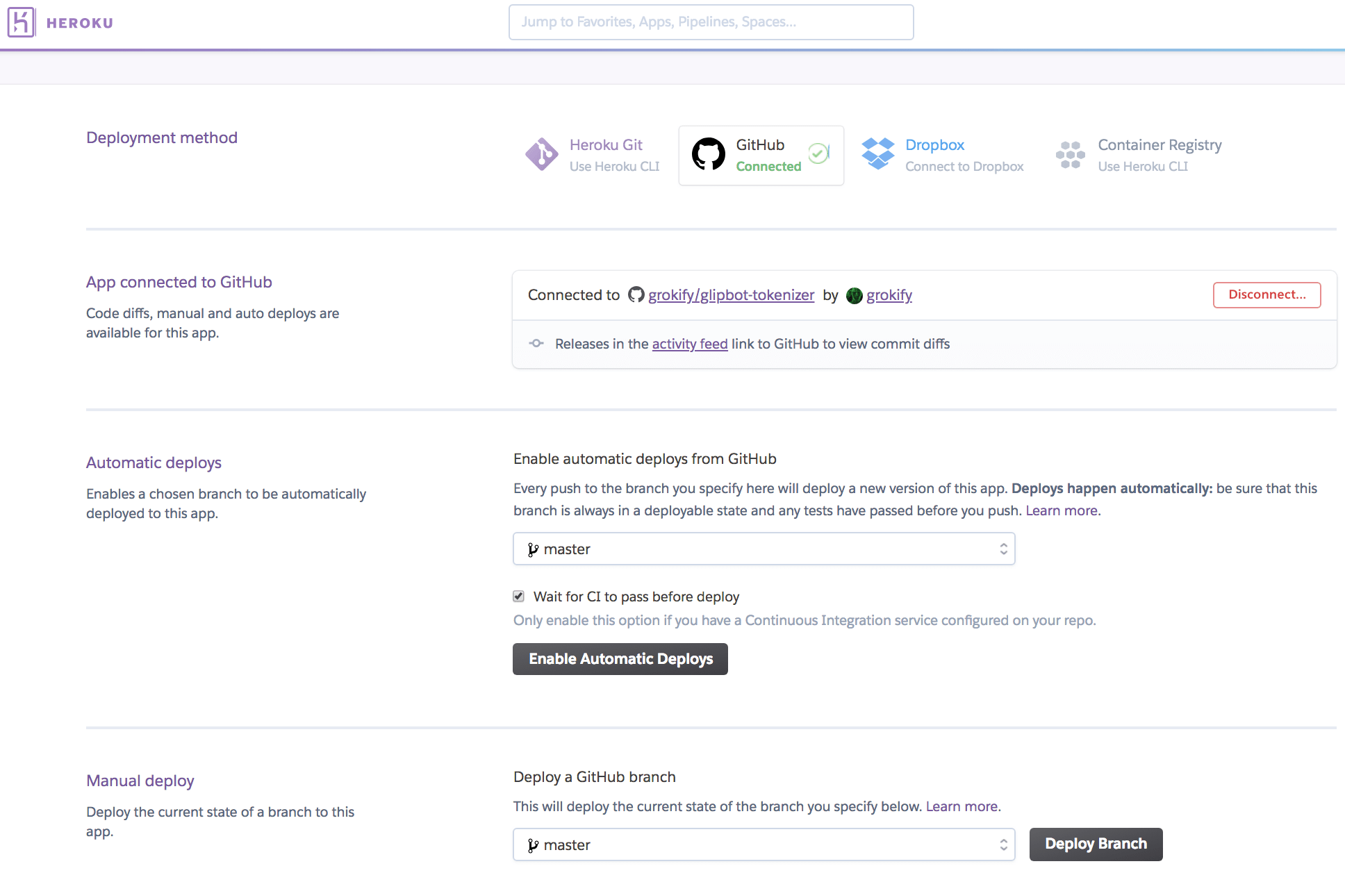git How to update an Heroku App created using GitHub "Deploy to