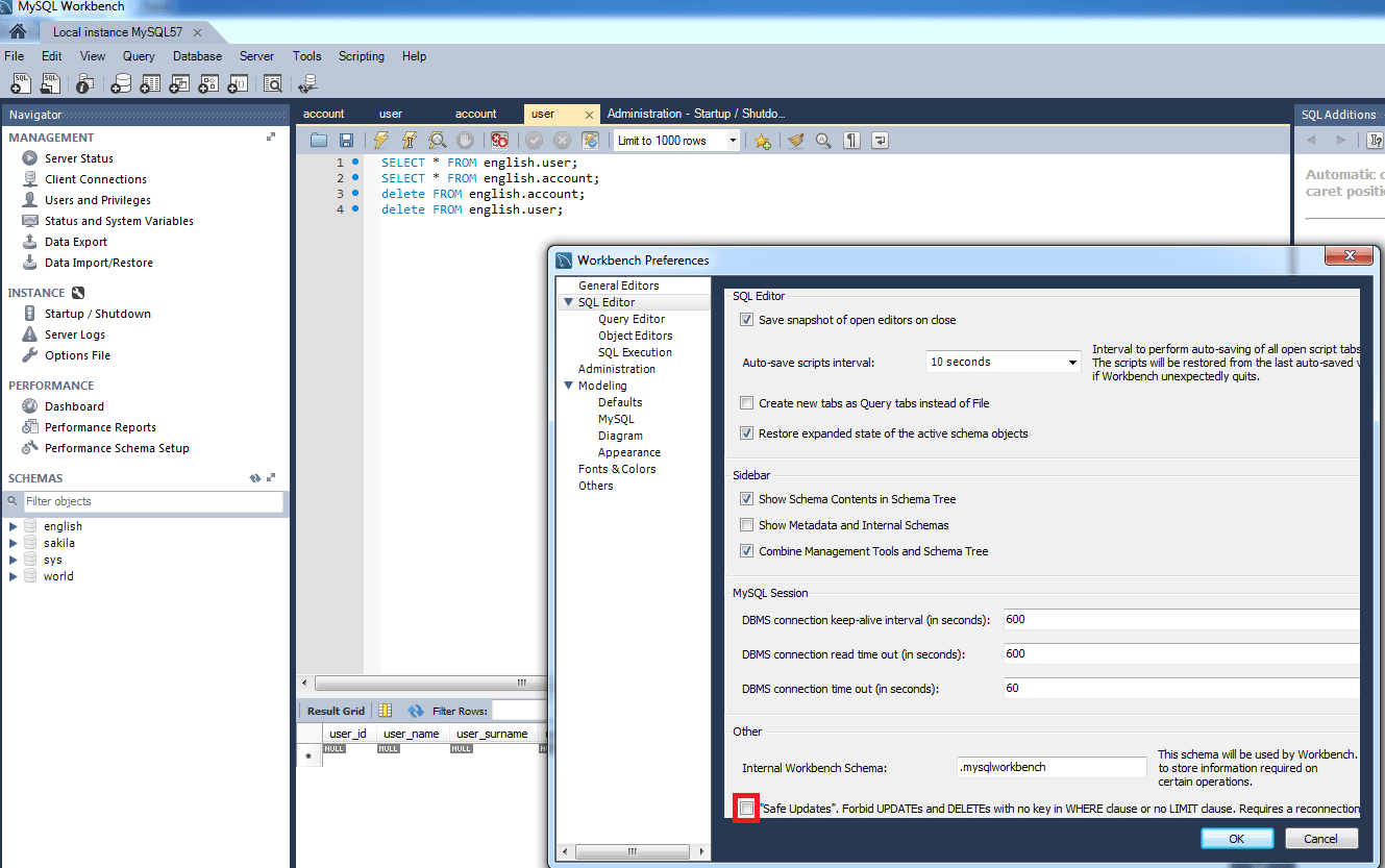 MySQL error code 1175 during UPDATE in MySQL Workbench Stack Overflow
