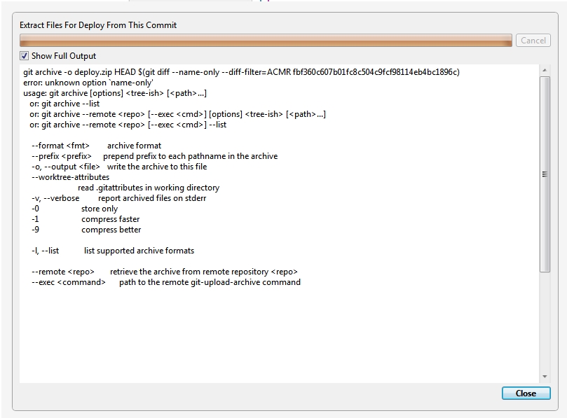 SourceTree custom action doesn't work but works through Git terminal