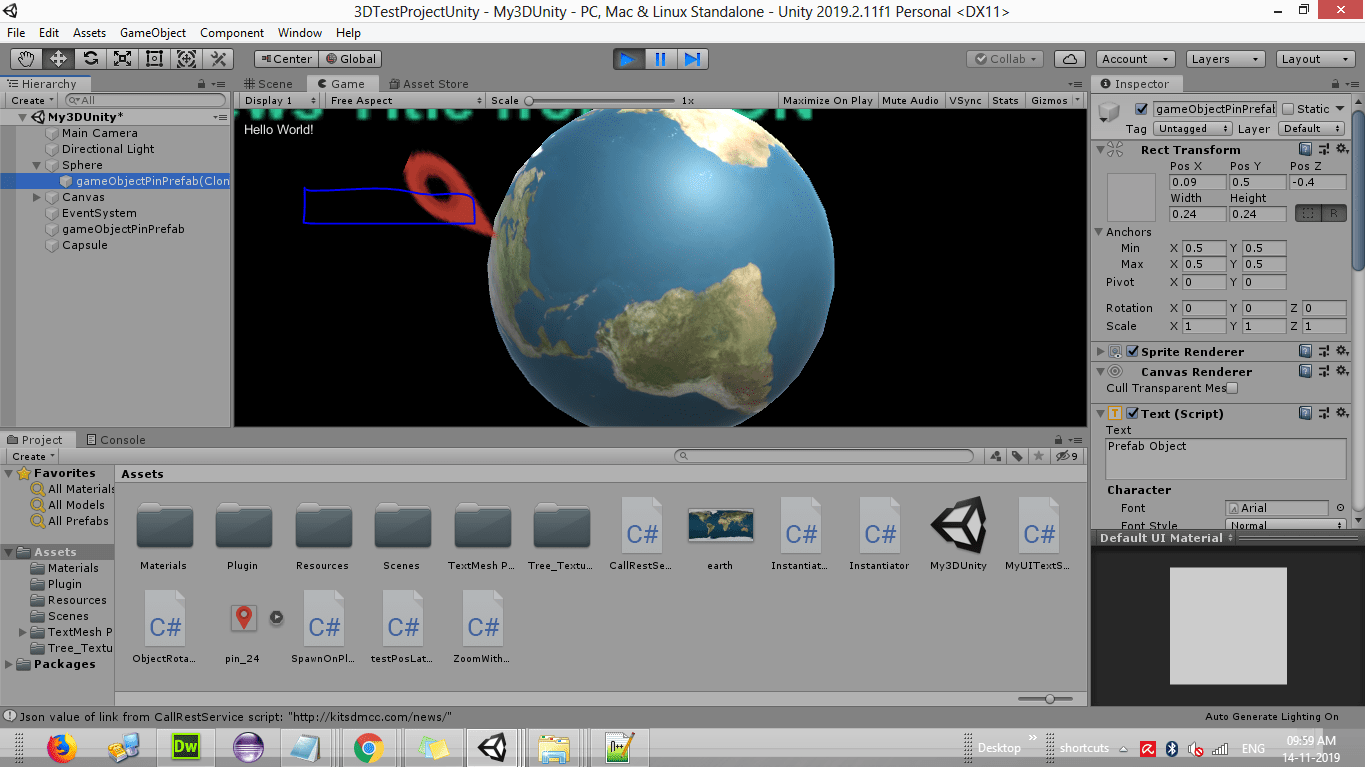 c How to Add Display text and Click Event to a Dynamic Prefab Object