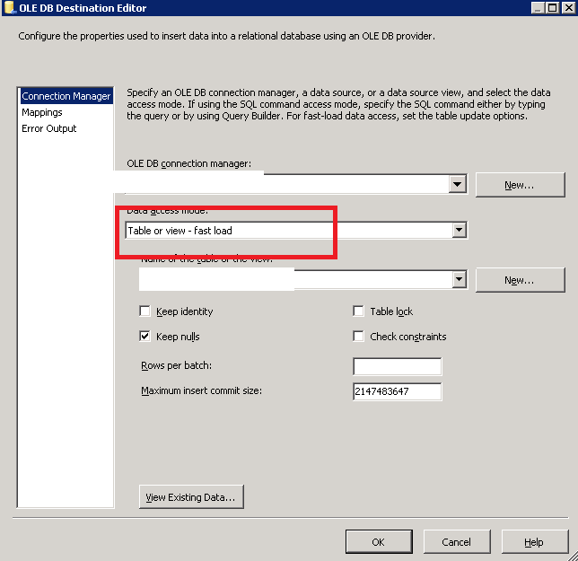 Cannot obtain the required interface from ole db provider