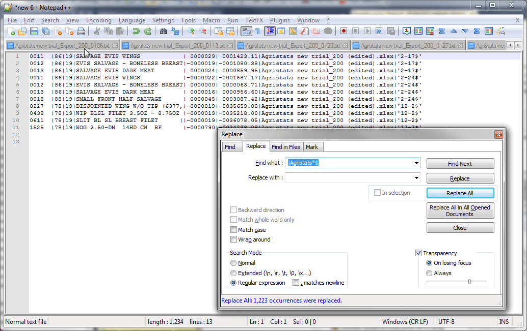 regex Notepad++ wildcard replace String match to end of line
