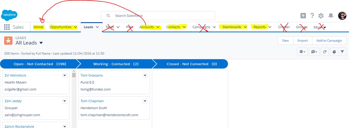 Modify the tabs in Lightning Experience Salesforce Stack Exchange