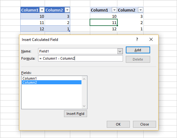 vba Add a calculated field in a Pivot table with a reference to a
