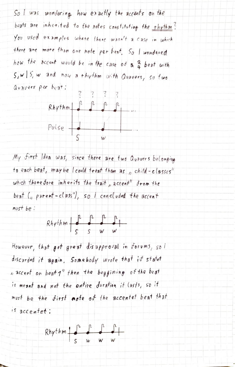 theory Question about beats and their inheritance of accents on the
