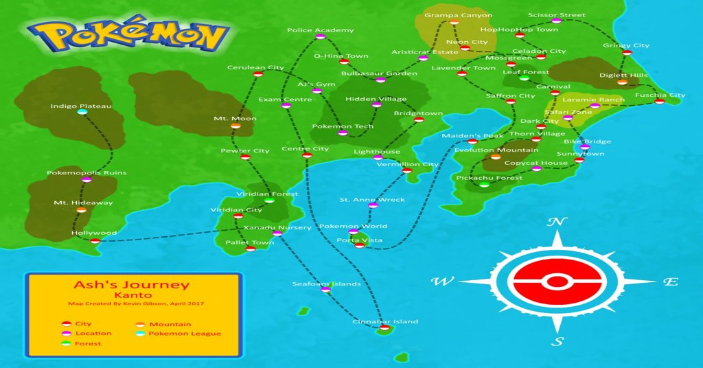 pokemon How far did Ash travel across Kanto in total? Anime & Manga