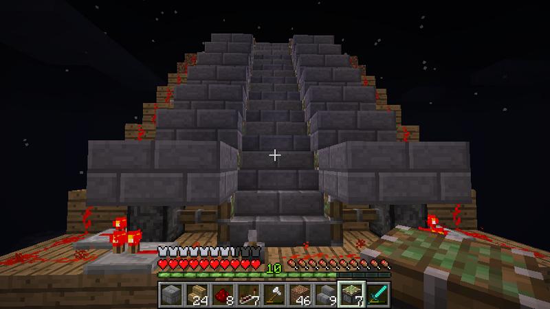 Minecraft Retractable staircase hangs on one side sticky piston Arqade