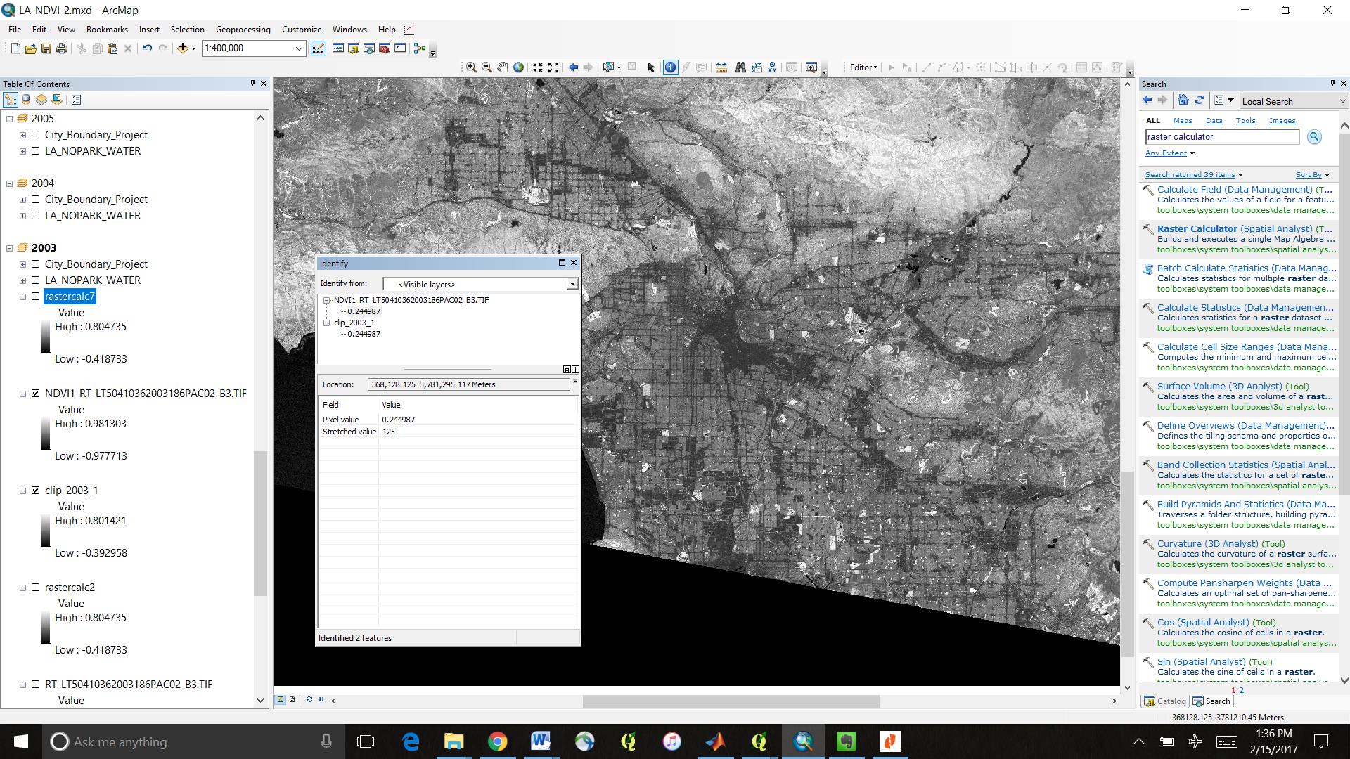 arcgis desktop Different values for NDVI from different techniques
