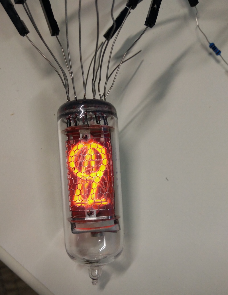Electronic Nixie tubes displaying multiple number simultaneously