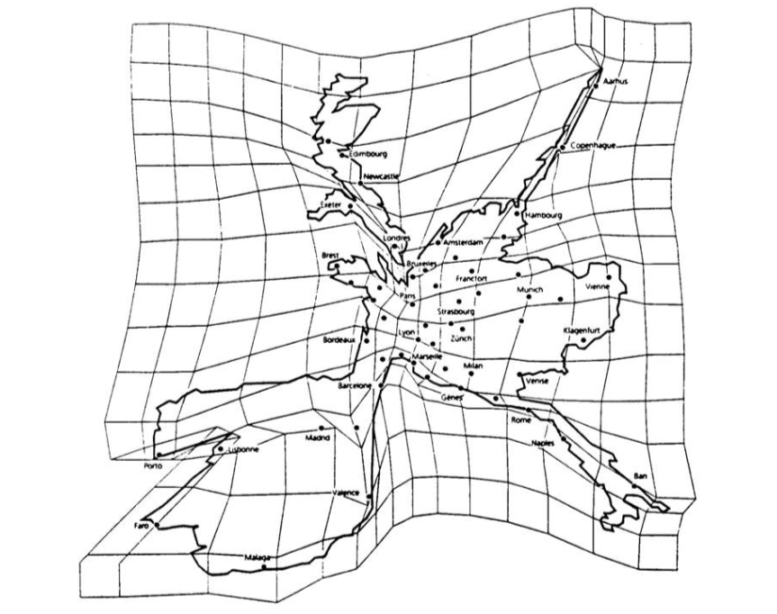 vector grid Creating timespace map by distorting citypoints