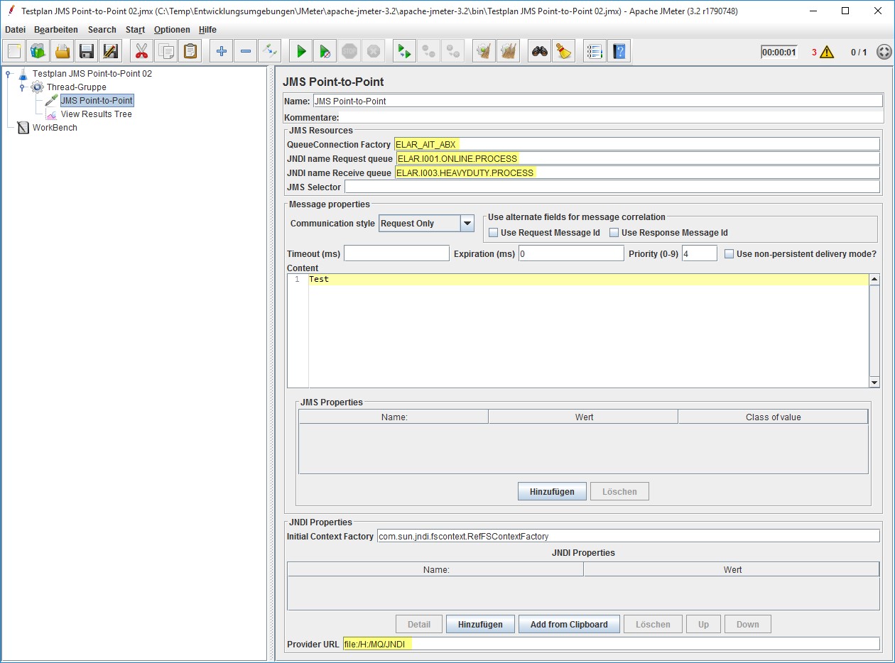 JMeter 3.2 PointtoPoint configuration for IBM MQ 8 => Java Exception