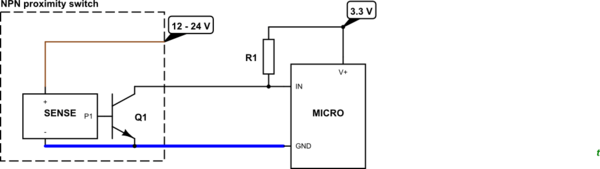 diodes How can I connect a 24vpowered inductive proximity sensor to
