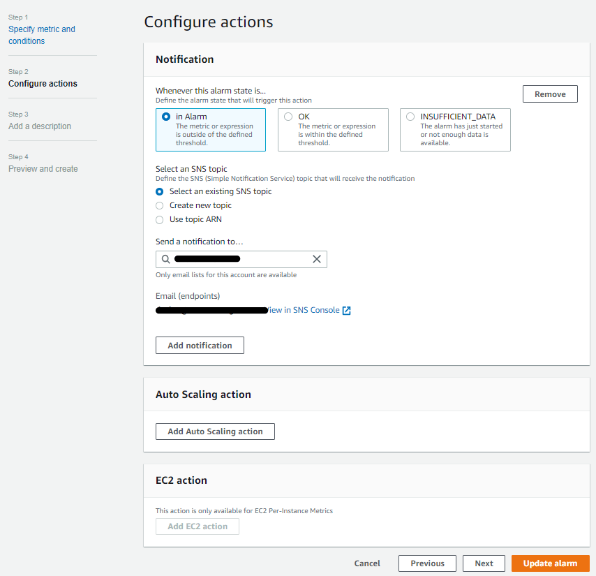 amazon web services Add EC2 Action to Cloudwatch Alarm on health check Stack Overflow
