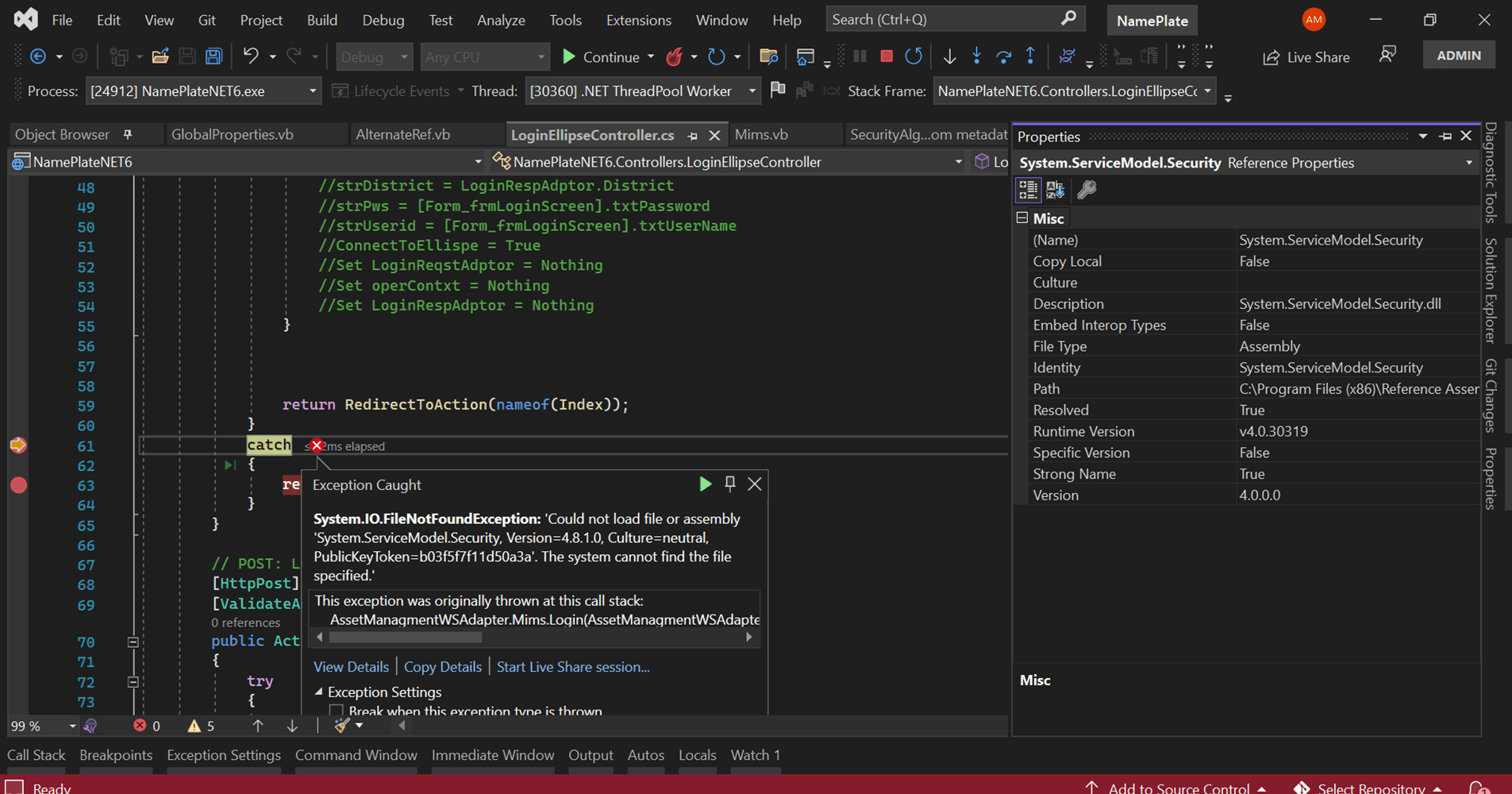 core Where Visual studio referencing 'System.ServiceModel
