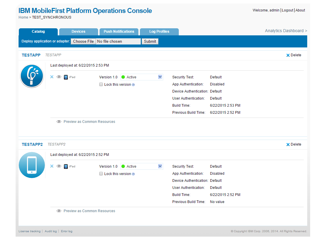 How to set 2 apps on MobileFirst server with Server