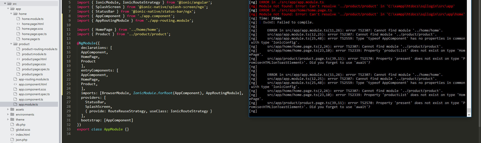 android Angular cannot find module to import on ionic
